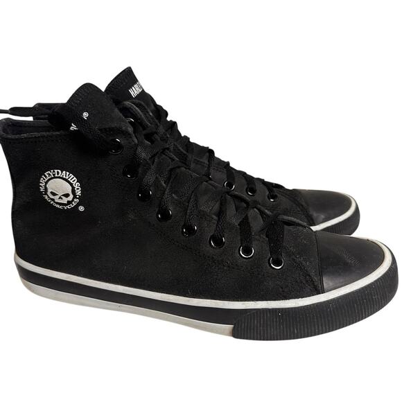 Harley Davidson Men’s Baxter Hi Top Leather Sneakers Mens Sz 10 Black Moto Biker - Picture 9 of 14